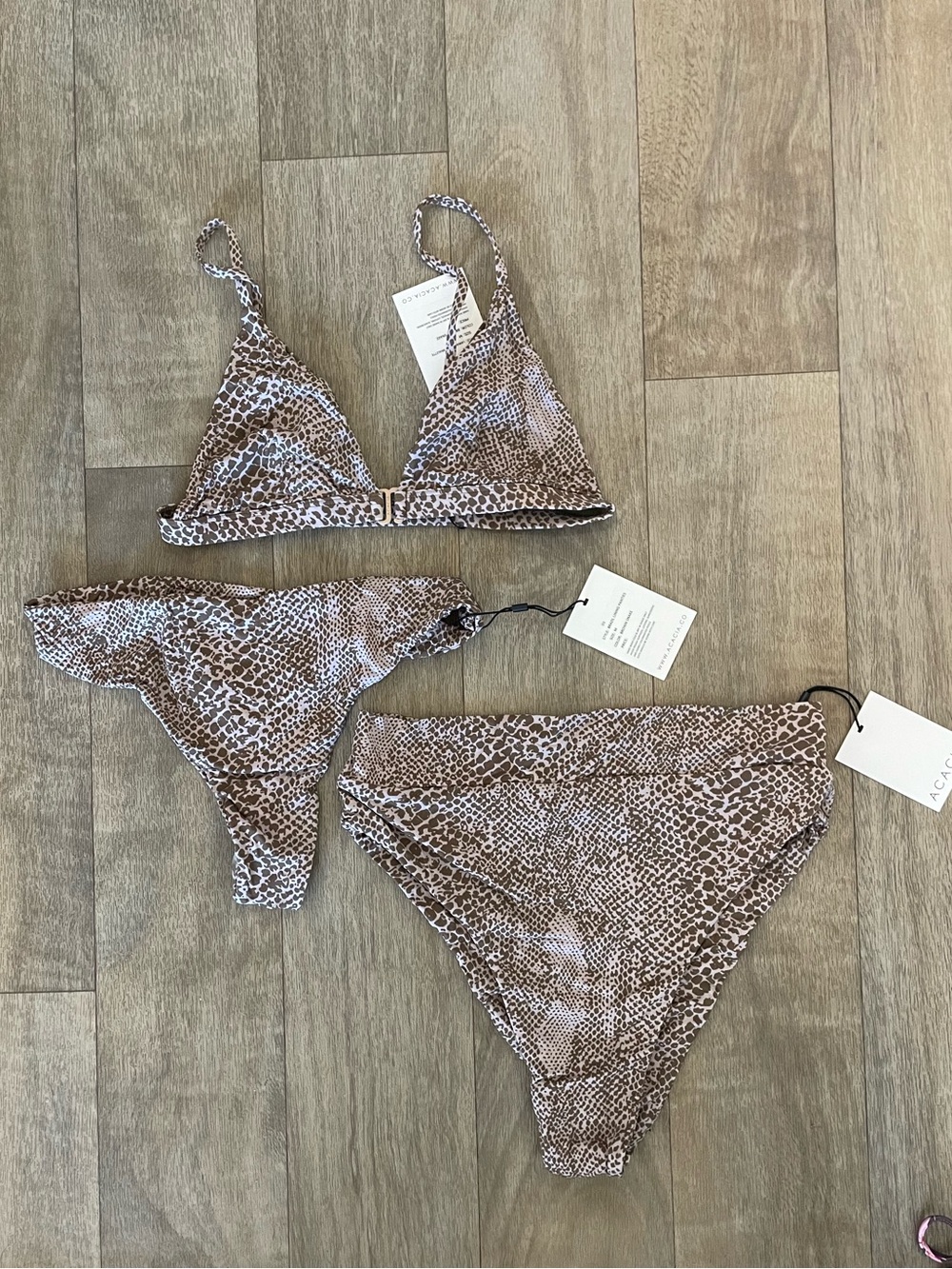 acacia swimwear Brown Snake-Print Triangle Bralette